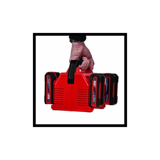 Einhell 4512102 Power X-Quattrocharger 4A Caricabatterie per 4 Batterie Power X-Change Ricarica Parallela 2x2 4 A 18 V Impugnatura Integrata Indicatore LED 6 Livelli colore Nero