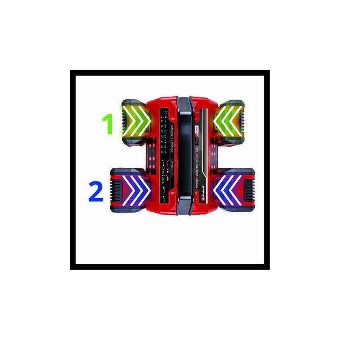 Einhell 4512102 Power X-Quattrocharger 4A Caricabatterie per 4 Batterie Power X-Change Ricarica Parallela 2x2 4 A 18 V Impugnatura Integrata Indicatore LED 6 Livelli colore Nero