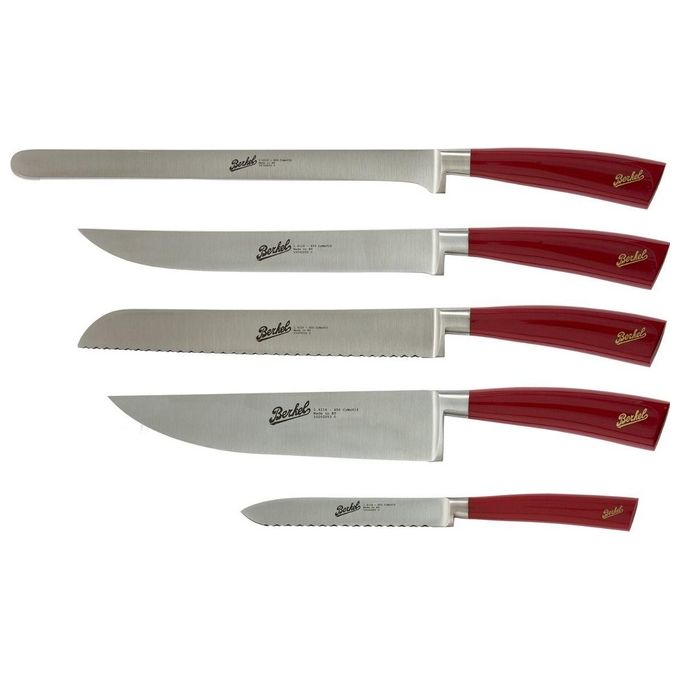Berkel KEP5CS00SRRGB Set di 5 Coltelli Elegance Rosso Acciaio Inox 1.4116 59 HRC colore Rosso