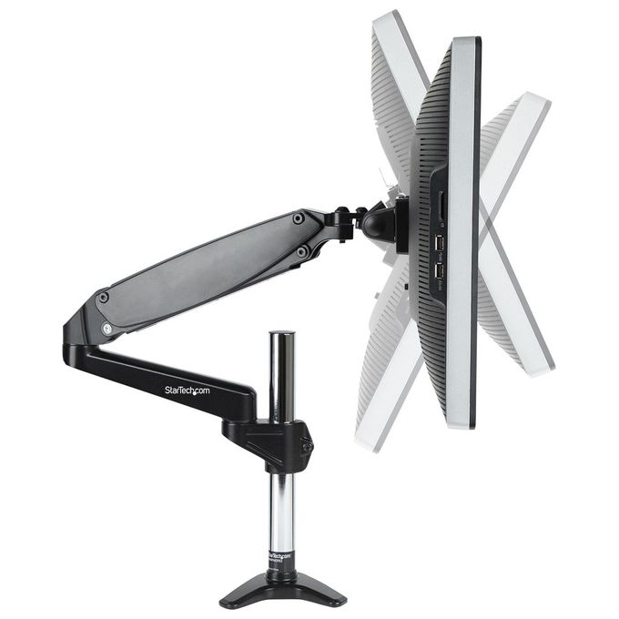 StarTech ARMPIVOTE2 Supporto per Monitor da Scrivania Braccio Singolo VESA 75x75 100x100 mm Regolabile in Altezza e Snodato Fino a 32'' o 49'' Ultrawide 8 Kg colore Nero
