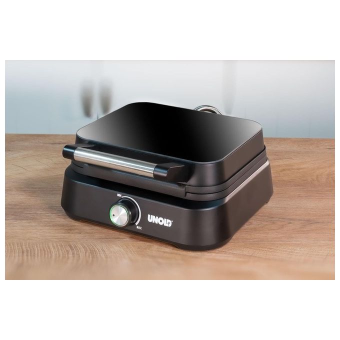 Unold 48275 Piastra per Waffle 2 Waffle 1500 W Rivestimento Antiaderente Termostato Regolabile colore Nero