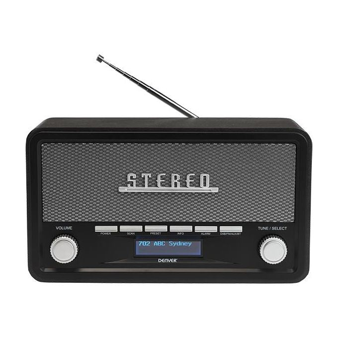Denver 111111000510 DAB-18 Radio Portatile Digitale con Bluetooth DAB+ FM Sveglia e Display LCD colore Grigio