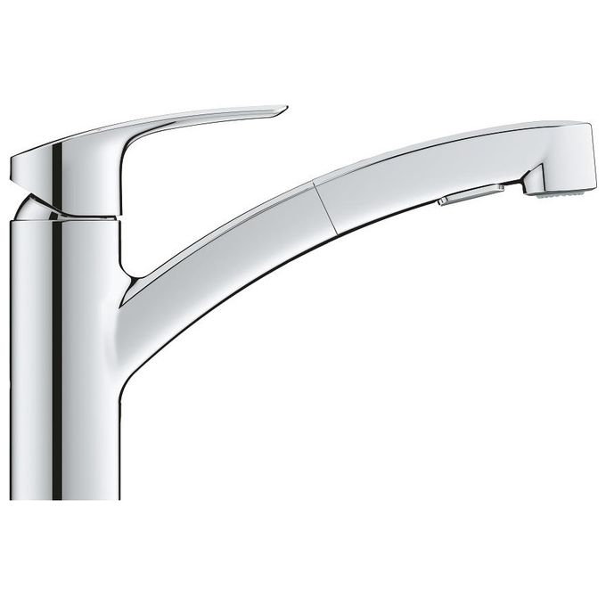 Grohe 30305001 Eurosmart Miscelatore Monocomando per Lavello Monoforo Doccetta Estraibile 2 Getti SilkMove colore Cromo