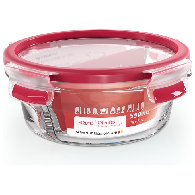 Emsa Clip e Close N1040200 Recipiente per Cibo Rotondo Scatola 0.55 Litri Trasparente