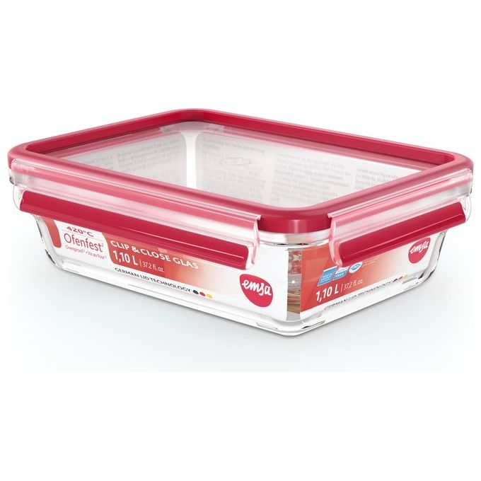 Emsa Clip e Close N1040900 Recipiente per Cibo Rettangolare Scatola 1.1 Litri Trasparente