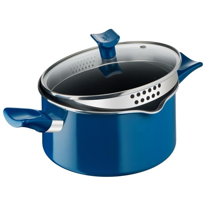 Tefal G804S404 Chefclub Set Pentole 5 Pezzi con Rivestimento in Titanio Antiaderente Tecnologia Thermo-Spot Compatibile Induzione colore Blu Menta