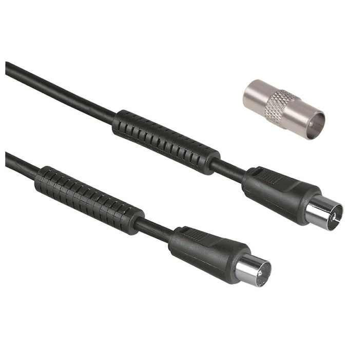 Hama Cavo antenna M-F con Adattatore M-M 85dB Ferrite 3mt Nero