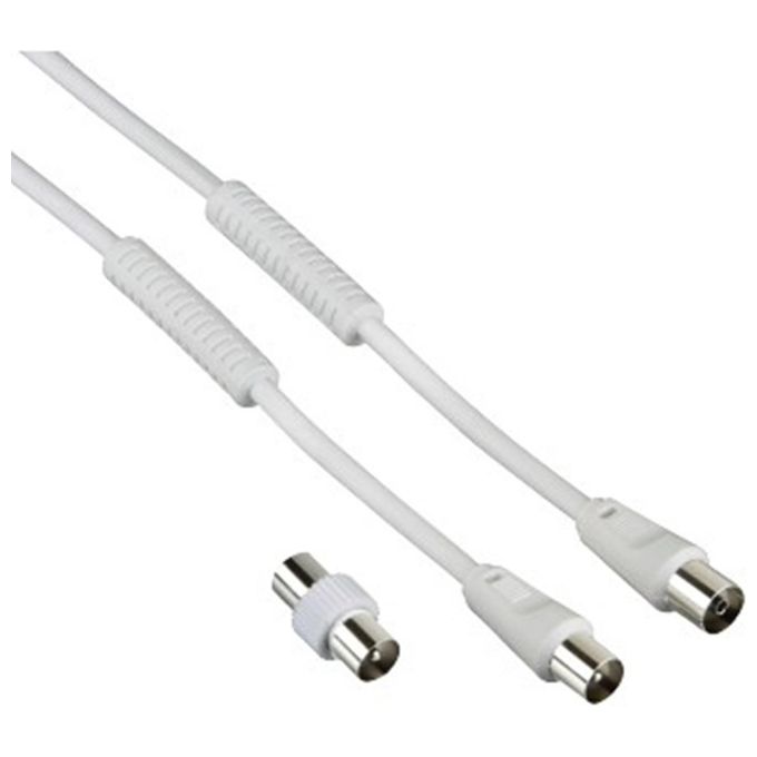 Hama Cavo Antenna M-F con Adattatore M-M 85dB Ferrite 3mt Bianco
