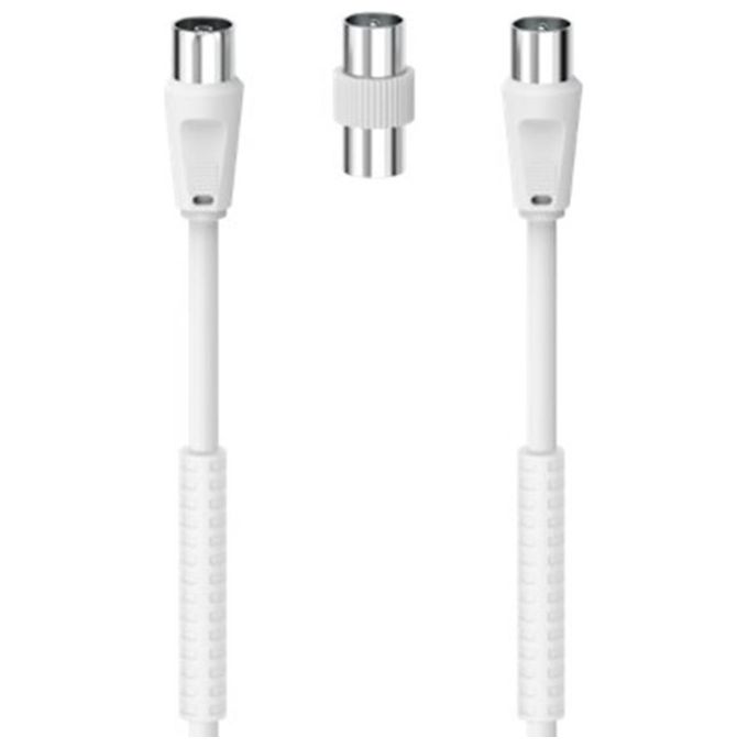Hama Cavo Antenna M-F con Adattatore M-M 85dB Ferrite 3mt Bianco