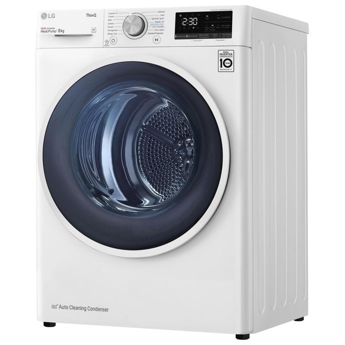 LG RH80V9AVHN DUAL Inverter Asciugatrice Pompa di Calore 8 Kg Classe C Eco Hybrid Wi-Fi Condensatore Autopulente (85x60x69 cm) colore Bianco