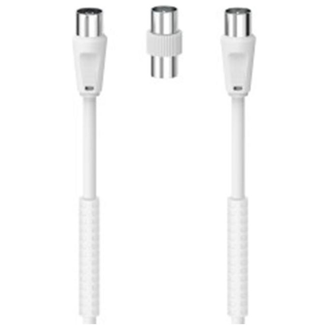 Hama Cavo Antenna M-F con Adattatore M-M 85dB Ferrite 1.5mt Bianco