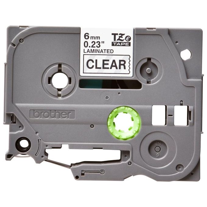 Brother Nastro 6mm 8mt Nero-trasp Tze-111
