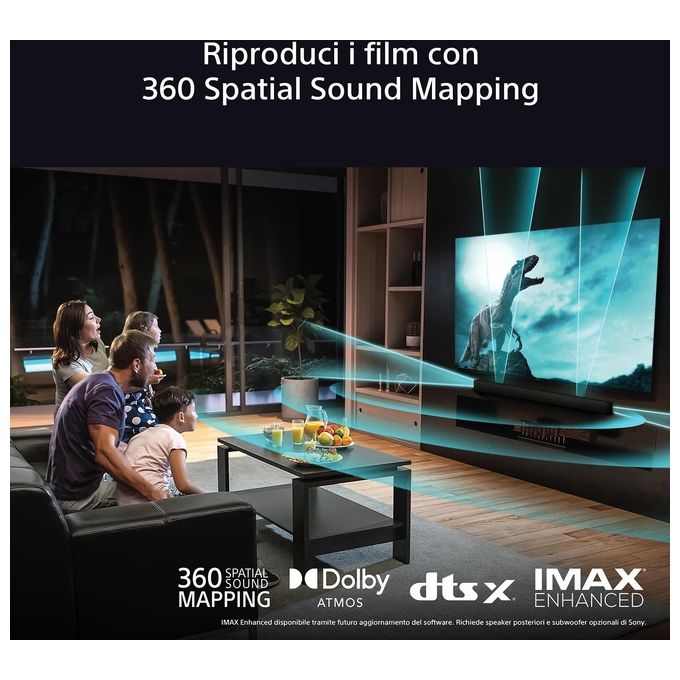 Sony HTA8000.CEL BRAVIA Theatre Bar 8 Soundbar Dolby Atmos 11 canali 360 Spatial Sound Mapping Wi-Fi Bluetooth colore Nero