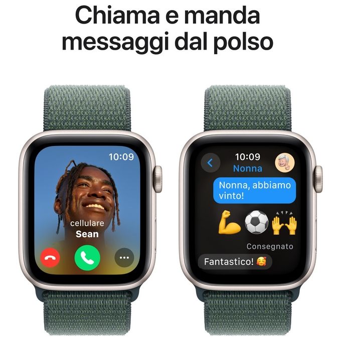 Apple MXEW3QL-A Apple Watch SE GPS 44 mm Cassa in Alluminio Starlight con Cinturino Sport Loop Verde Lago colore Verde Lago