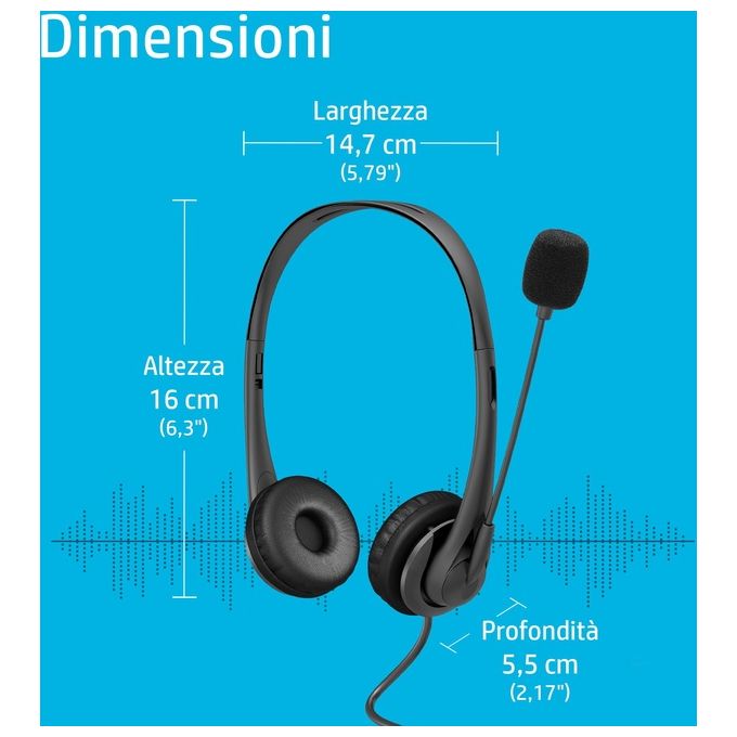 HP 428K6AA G2 Cuffie con Microfono On-Ear Stereo Cablato USB Ufficio colore Nero