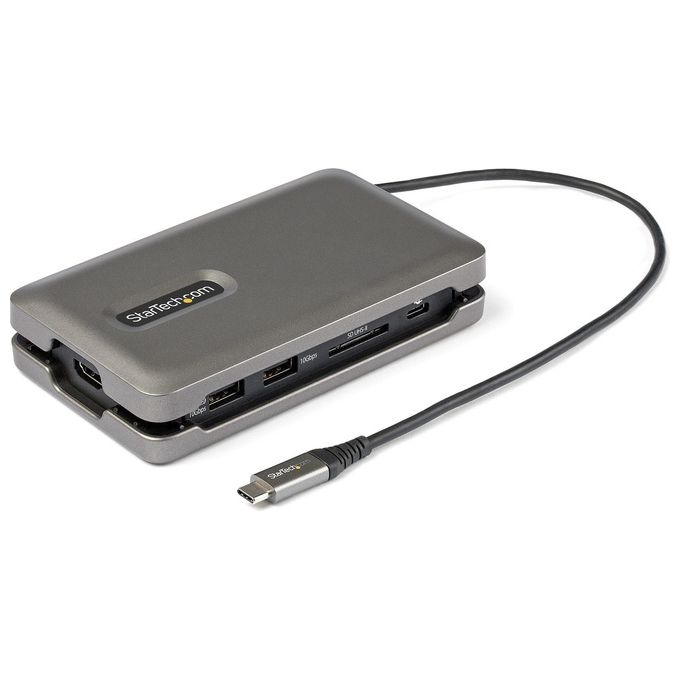 StarTech DKT31CSDHPD3 Adattatore Multiporta USB C 6 in 1 HDMI 4K 60Hz 2 Porte USB 3.2 Gen 2 10Gbps Lettore SD Ethernet Gigabit Power Delivery 100W colore Grigio