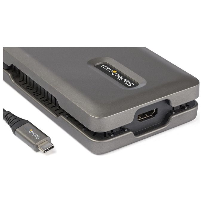 StarTech DKT31CSDHPD3 Adattatore Multiporta USB C 6 in 1 HDMI 4K 60Hz 2 Porte USB 3.2 Gen 2 10Gbps Lettore SD Ethernet Gigabit Power Delivery 100W colore Grigio