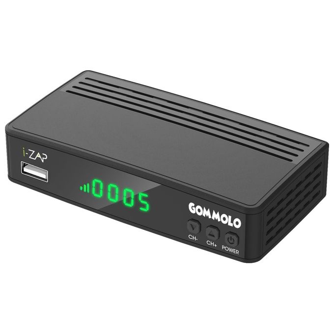 I-ZAP GOMMOLO Decoder Digitale Terrestre DVB-T2 HEVC 10 bit Full HD 1080p Telecomando Universale colore Nero