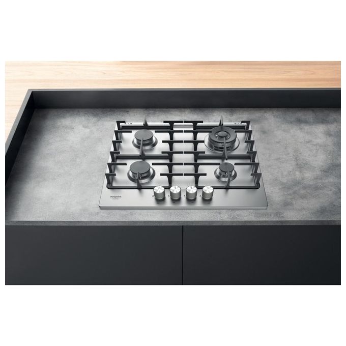 Hotpoint PPH 60G D-IX Piano cottura a gas 60 cm 4 fuochi griglie in ghisa accensione elettronica colore Inox