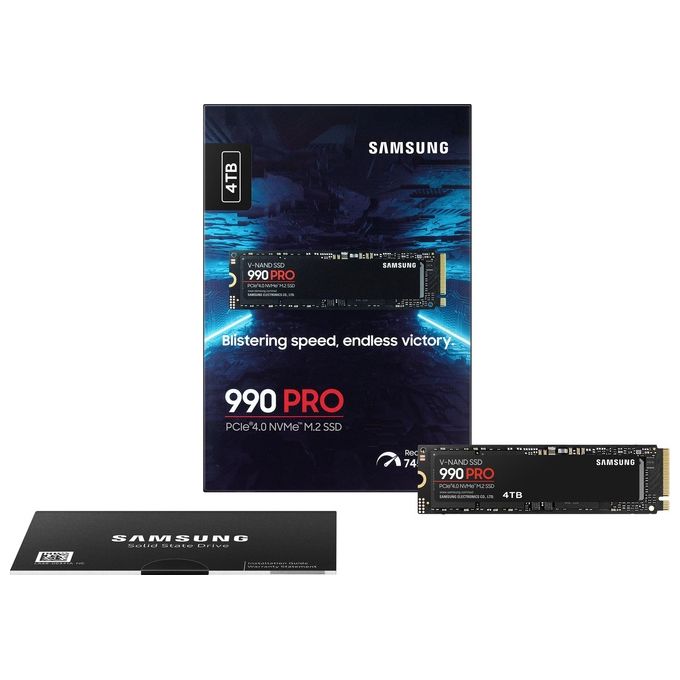 Samsung MZ-V9P4T0BW 990 PRO SSD Interno NVMe M.2 4TB PCIe 4.0 x4 Lettura 7450 MB-s Scrittura 6900 MB-s