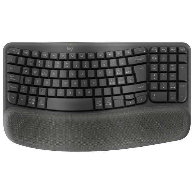 Logitech 920-012293 Wave Keys Tastiera Ergonomica Wireless Bluetooth QWERTY Layout Italiano Full-size Poggia Polso colore Grafite