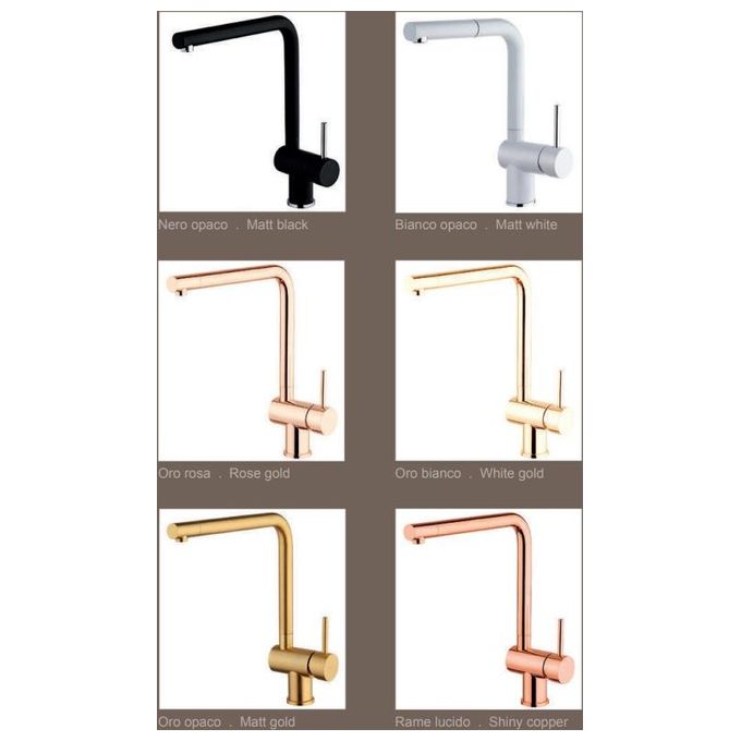 Roberto Crolla 7070CR Tecnomix Miscelatore monocomando per lavello cucina con doccetta estraibile a 2 getti in ABS beccuccio girevole leva sanitaria colore Cromo