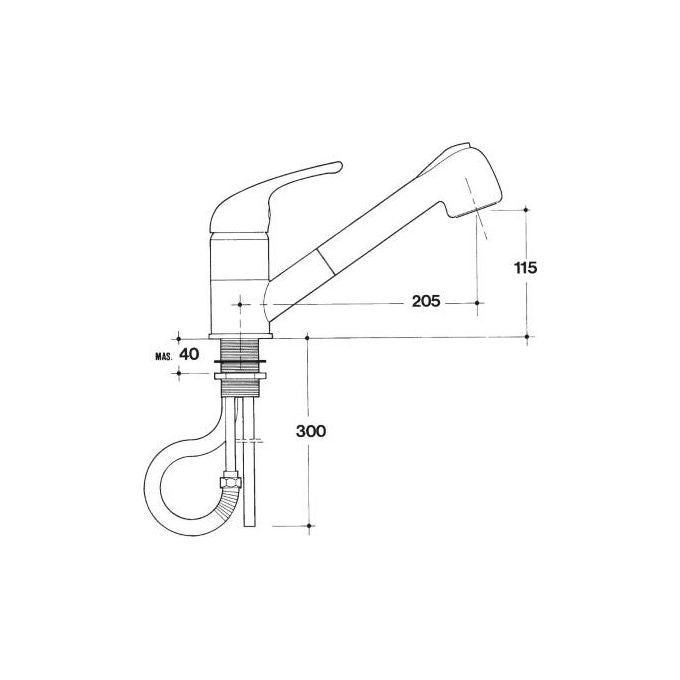 Roberto Crolla 7070CR Tecnomix Miscelatore monocomando per lavello cucina con doccetta estraibile a 2 getti in ABS beccuccio girevole leva sanitaria colore Cromo