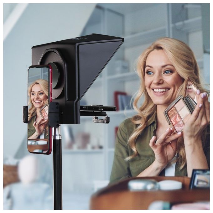 Desview 6970602270641 T2 Teleprompter Universale per Smartphone e Tablet con Vetro Beam Splitter 97% e Telecomando Bluetooth colore Nero