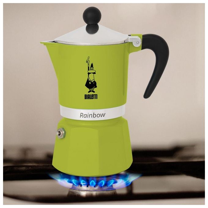 Bialetti Rainbow Caffettiera Colorata Alluminio Verde 6 Tazze