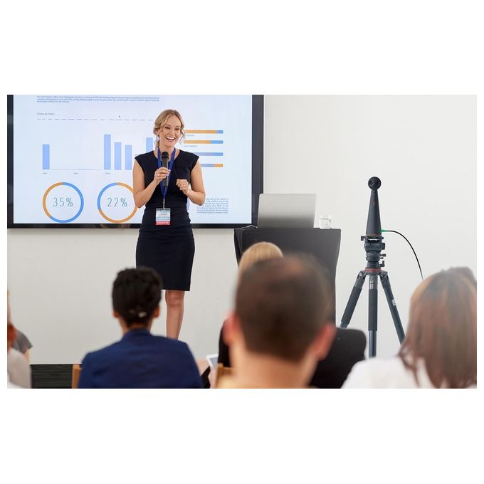 Ipevo 5-910-2-08-00 TOTEM 180 Telecamera per conferenze 4K 180° con AI Auto Framing e microfoni omnidirezionali colore Nero e Blu