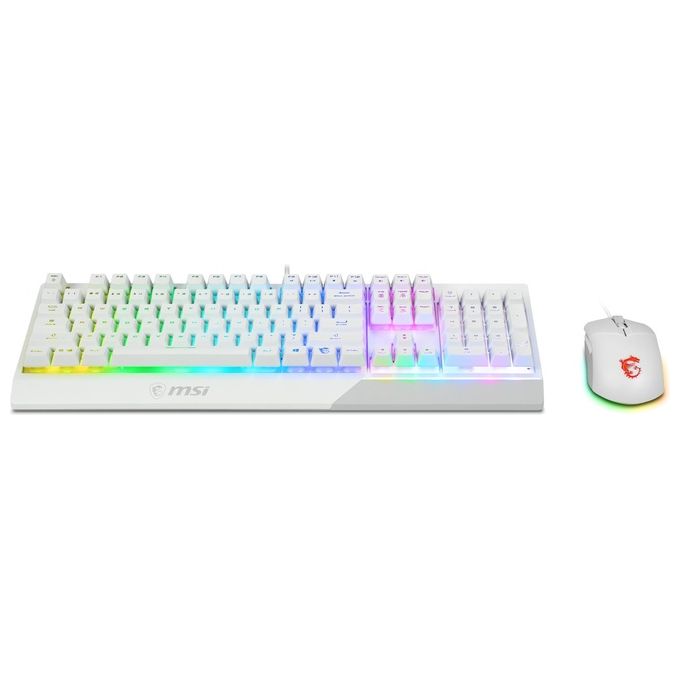 MSI VIGOR GK30 COMBO WHITE Kit Tastiera Mouse Gaming Switch Simil-Meccanici USB QWERTY Layout Italiano RGB 5000 DPI colore Bianco