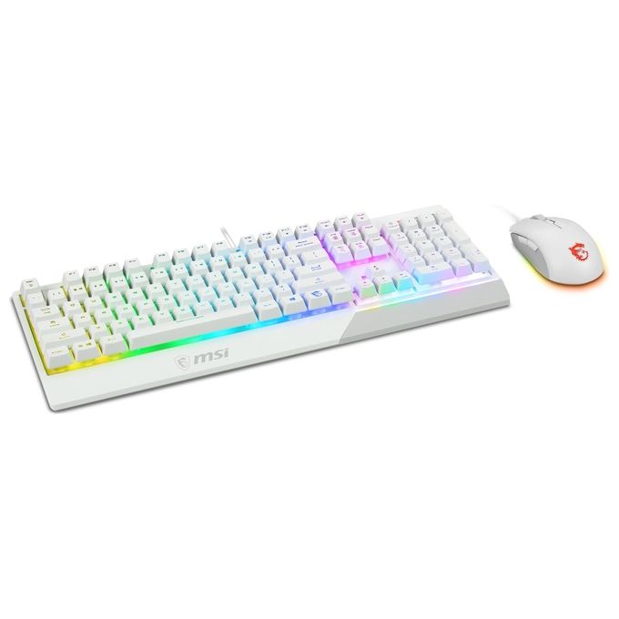 MSI VIGOR GK30 COMBO WHITE Kit Tastiera Mouse Gaming Switch Simil-Meccanici USB QWERTY Layout Italiano RGB 5000 DPI colore Bianco