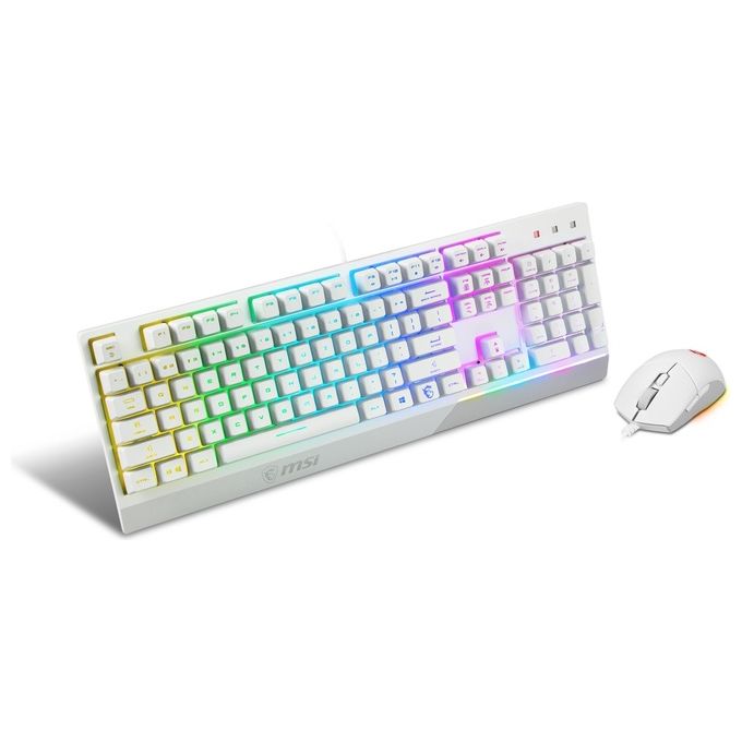 MSI VIGOR GK30 COMBO WHITE Kit Tastiera Mouse Gaming Switch Simil-Meccanici USB QWERTY Layout Italiano RGB 5000 DPI colore Bianco