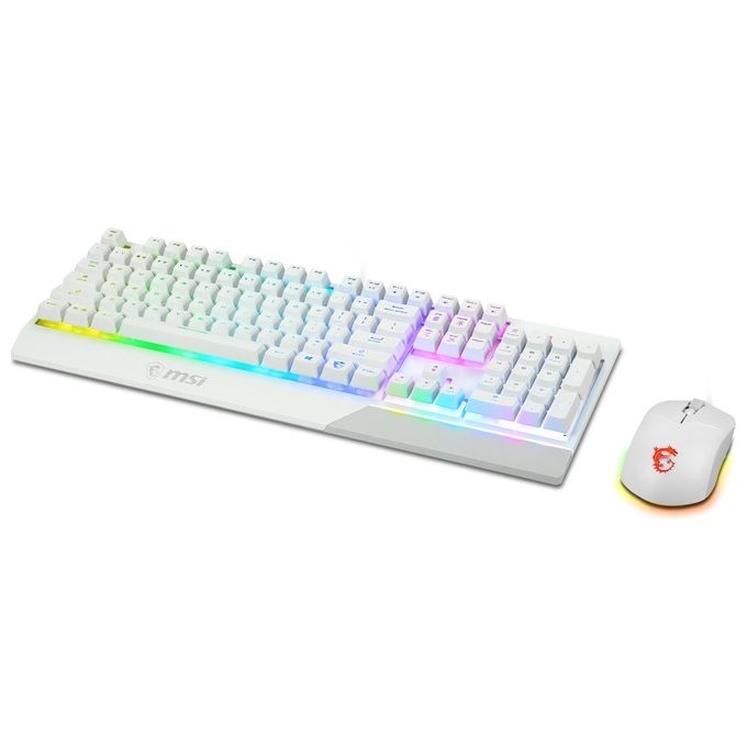 MSI VIGOR GK30 COMBO WHITE Kit Tastiera Mouse Gaming Switch Simil-Meccanici USB QWERTY Layout Italiano RGB 5000 DPI colore Bianco
