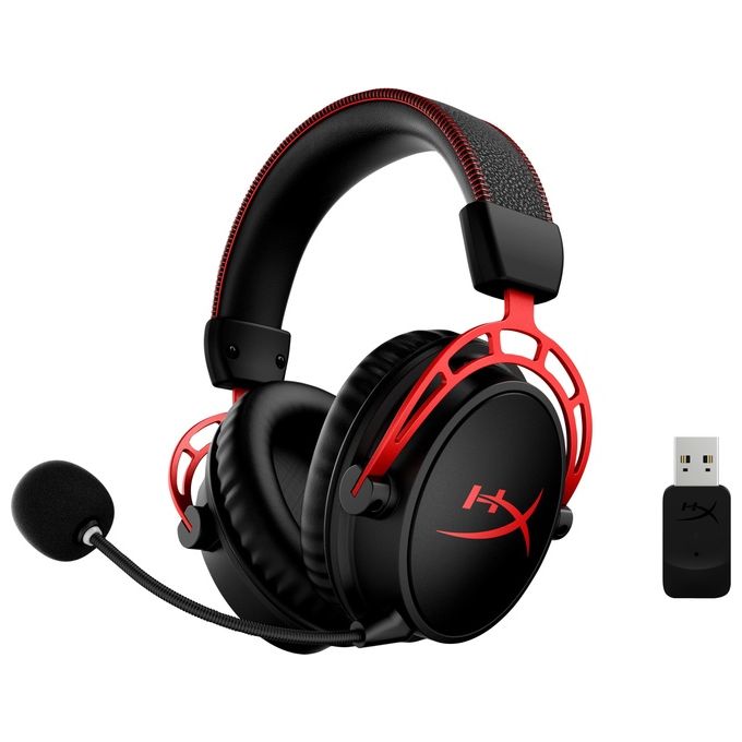 HyperX 4P5D4AA Cloud Alpha Cuffie da Gaming Wireless 2.4 GHz con Autonomia 300 Ore DTS HeadphoneX Audio Colore Nero Rosso