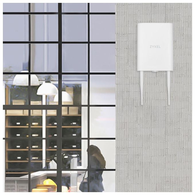 Zyxel NWA55AXE-EU0102F Access Point WiFi 6 Dual Band AX1800 1775 Mbit-s Outdoor IP55 MU-MIMO PoE colore Bianco