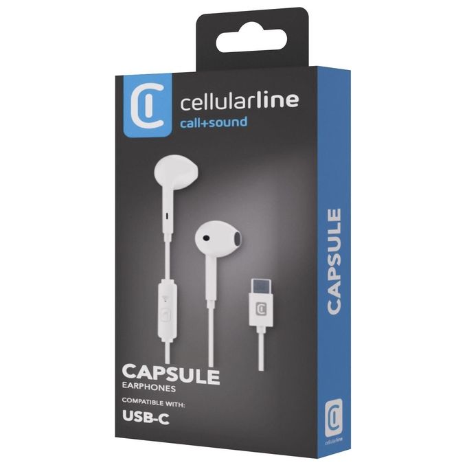Cellular Line Auricolari con Microfono a Filo Capsule Bianco
