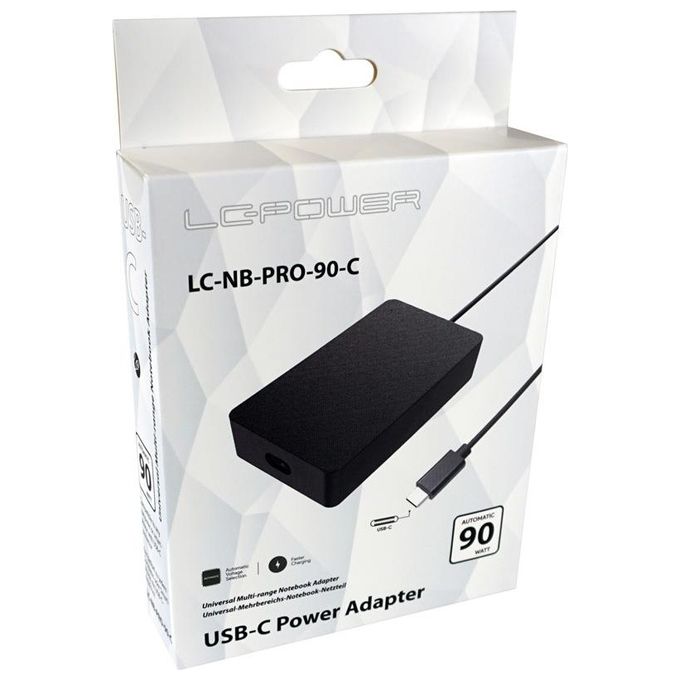 LC-Power LC-NB-PRO-90-C Alimentatore Notebook Universale 90 W USB-C 5,0-20,0 V 3,0-4,5 A colore Nero