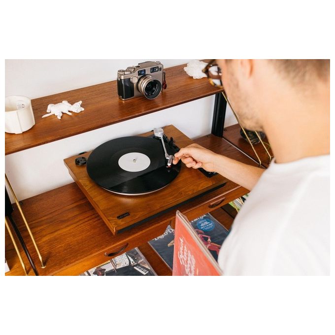 Lenco LS-55WA Giradischi con Altoparlanti Integrati 10W Bluetooth 4.2 USB Registrazione MP3 33 45 rpm colore Noce