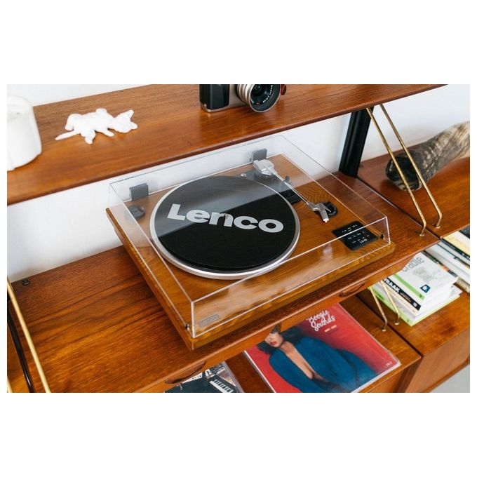 Lenco LS-55WA Giradischi con Altoparlanti Integrati 10W Bluetooth 4.2 USB Registrazione MP3 33 45 rpm colore Noce