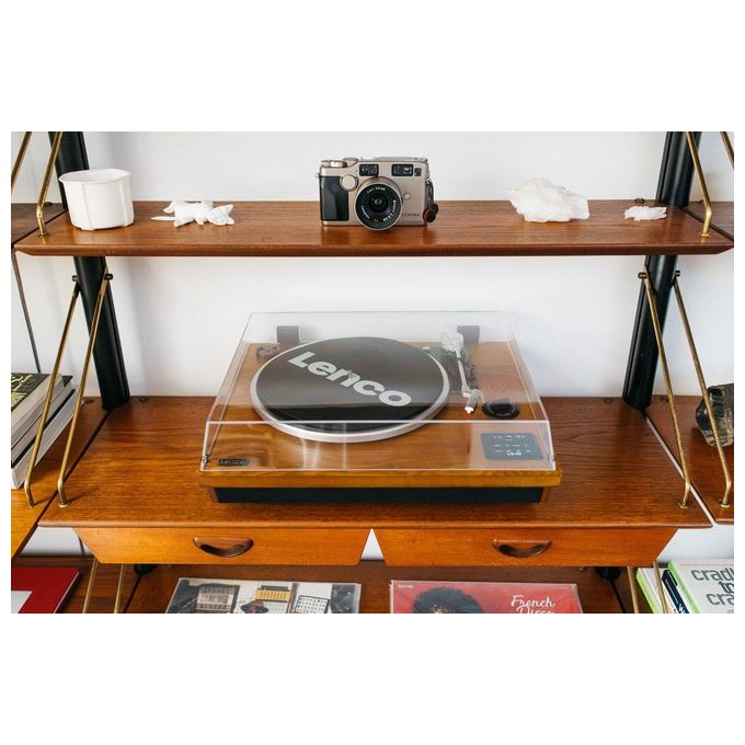 Lenco LS-55WA Giradischi con Altoparlanti Integrati 10W Bluetooth 4.2 USB Registrazione MP3 33 45 rpm colore Noce