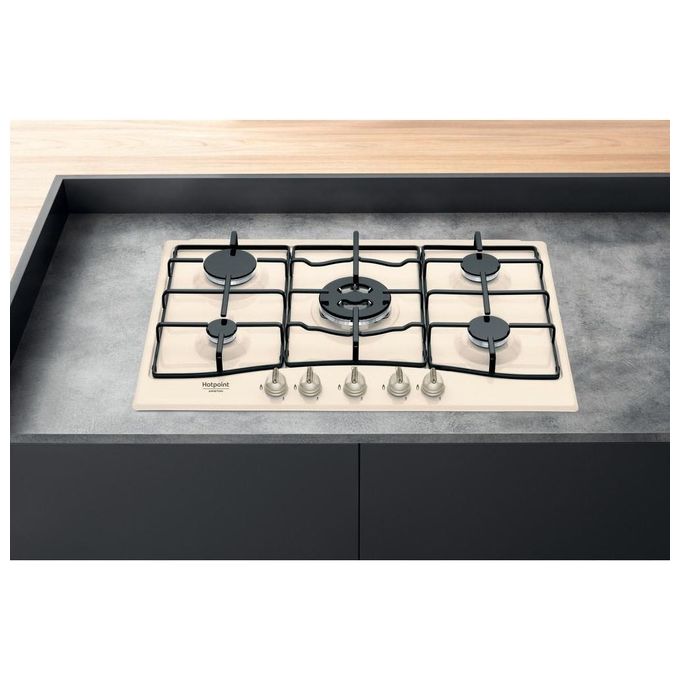Hotpoint Ariston PCN 750 T (OW) R -HA Piano Cottura a Gas 5 Zone 75 cm Avorio