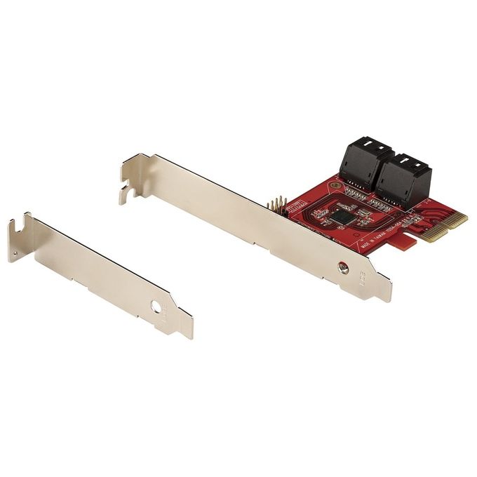StarTech.com 4P6G-PCIE-SATA-CARD Scheda di Espansione PCIe SATA 4 Porte 6 Gbit-s PCIe 3.0 Slot x2 ASM1164 SSD HDD colore Rosso