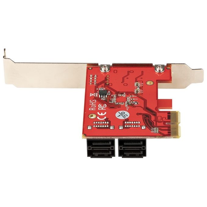 StarTech.com 4P6G-PCIE-SATA-CARD Scheda di Espansione PCIe SATA 4 Porte 6 Gbit-s PCIe 3.0 Slot x2 ASM1164 SSD HDD colore Rosso