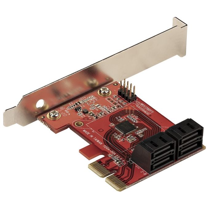 StarTech.com 4P6G-PCIE-SATA-CARD Scheda di Espansione PCIe SATA 4 Porte 6 Gbit-s PCIe 3.0 Slot x2 ASM1164 SSD HDD colore Rosso