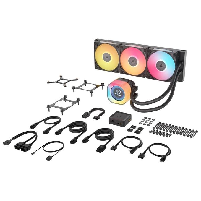 Corsair CW-9061023-WW iCUE LINK TITAN 360 RX LCD Raffreddatore d'aria 12 cm 3 ventole LED RGB LGA 1851 LGA 1700 AM4 AM5 colore Nero