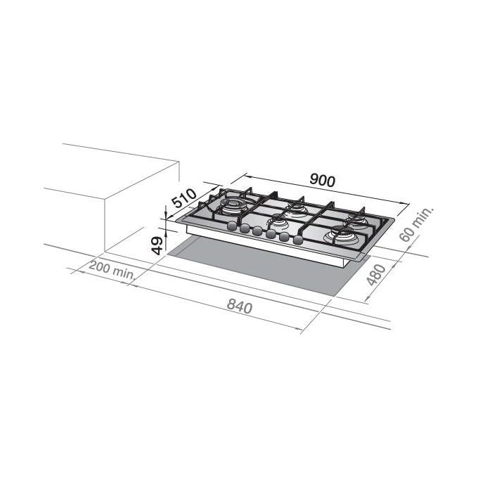 De'Longhi NSL590X Piano cottura Gas 90 cm 5 fuochi 1 doppia corona griglie in ghisa colore Acciaio inox