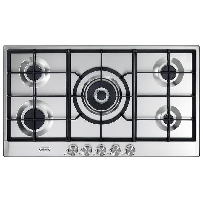 De'Longhi NSL590X Piano cottura Gas 90 cm 5 fuochi 1 doppia corona griglie in ghisa colore Acciaio inox