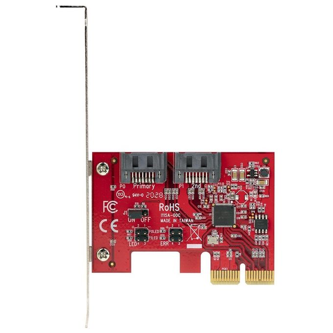 StarTech 2P6GR-PCIE-SATA-CARD Scheda di Espansione PCIe SATA 2 Porte 6Gbps Controller RAID ASM1062R Profilo Alto-Basso colore Rosso