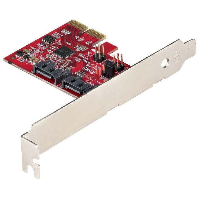 StarTech 2P6GR-PCIE-SATA-CARD Scheda di Espansione PCIe SATA 2 Porte 6Gbps Controller RAID ASM1062R Profilo Alto-Basso colore Rosso